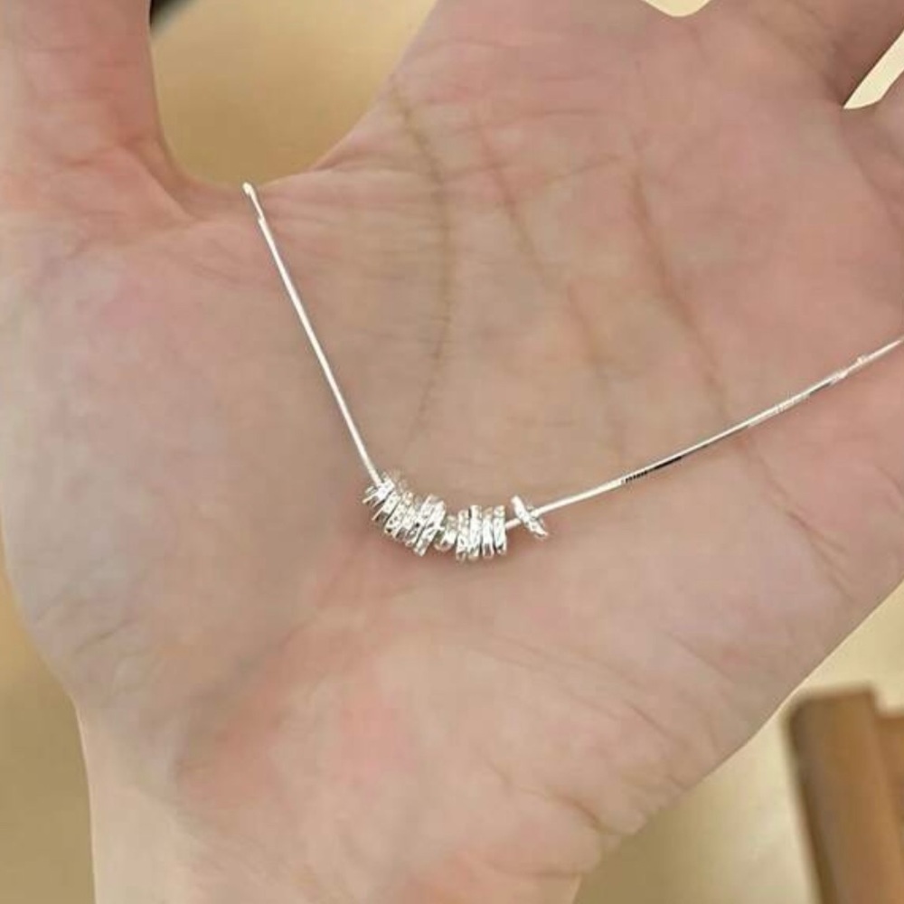 925 Sterling Silver Necklace with Sparkling Beads NWT